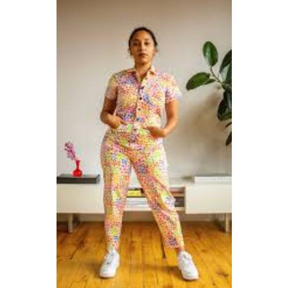 Mixed by Nasrin Pants - Mixed by Nasrin Farmers Market Fruit Print Jumpsuit Size Medium